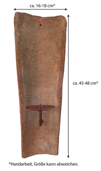 Echt Antiker Dachziegel mit Kerzenhalter 45-48 cm Mediterran Wandkerzenhalter