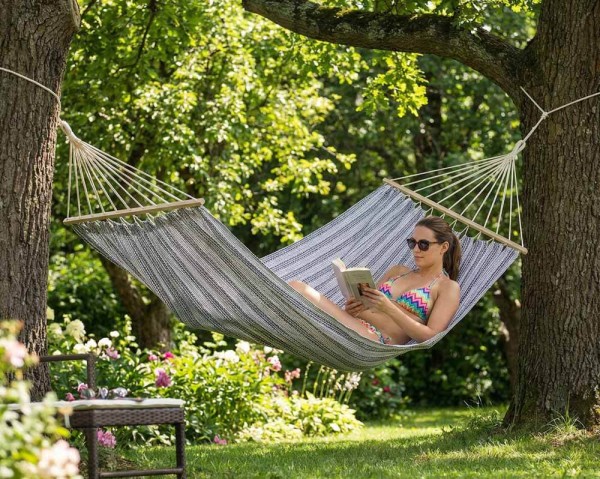 Hängematte XL Outdoor Camping Stabhängematte Boho Breit Garten 150x200cm