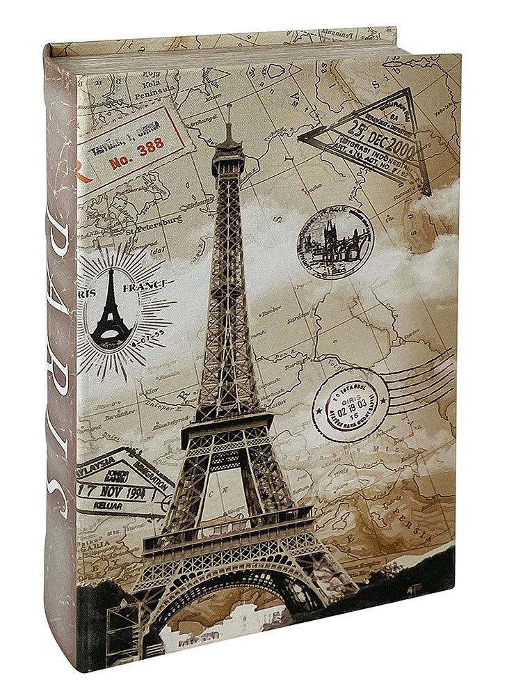 Hohles Buch Eiffelturm Paris Postkarte mit Geheimfach Vintage Buchversteck 27 cm
