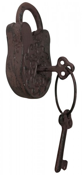 Deko Vorhängeschloss Nostalgie + 2 Schlüssel Vintage Gusseisen Antik-Stil Braun
