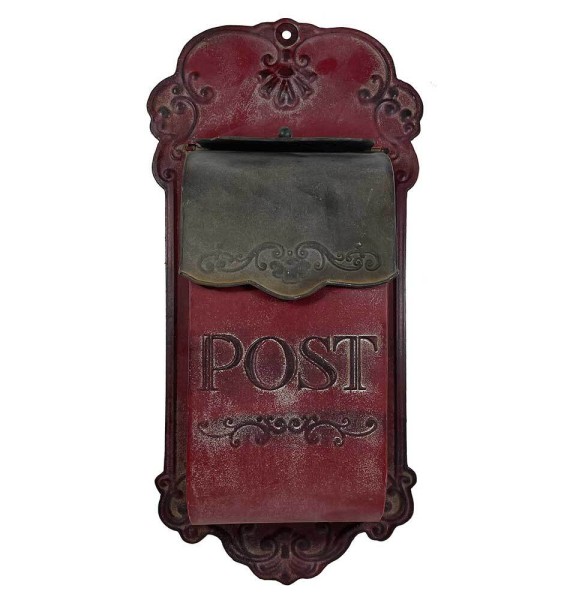 Briefkasten POST Zink Vintage Postkasten Rot patiniert Wandbriefkasten Landhaus