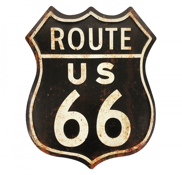 Blechschild ROUTE 66 US Groß Nostalgie Vintage Straßenschild Geprägt 50x40cm