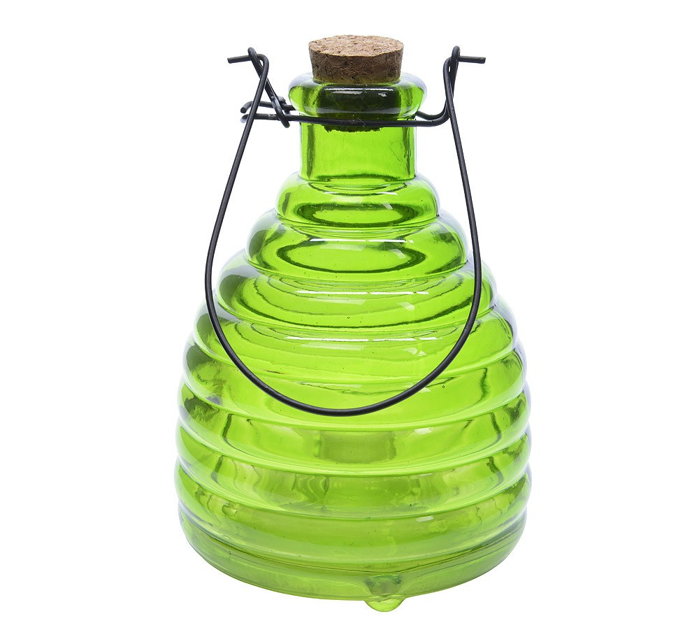 Wespenfalle Insektenfalle Glas geriffelt Grün H 17cm | Wespenfallen