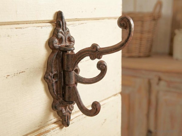 Wandgarderobe Nostalgie schwenkbar Garderobenhaken Gusseisen Braun 13cm