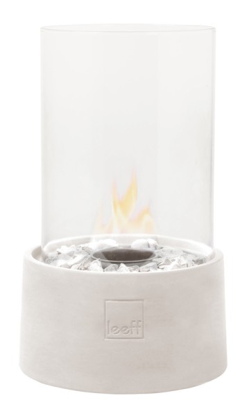 Leeff Stonefire Tischkamin Bio-Ethanol Tischfeuer Rund Weiß 29 cm