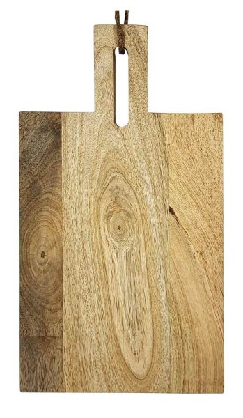 Schneidebrett Holz Servierbrett mit Griff Kordel Mangoholz 40x21cm