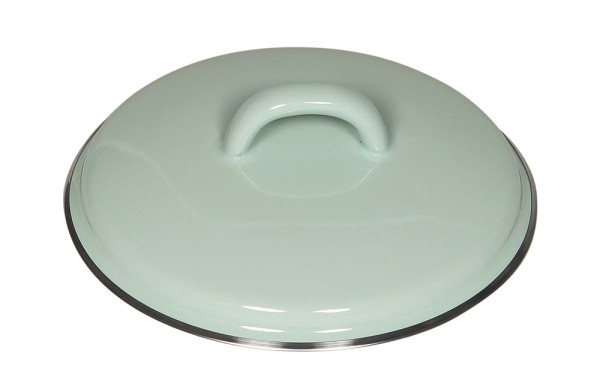 Riess Deckel Emaille Pastell Türkis mit Chromrand 14cm