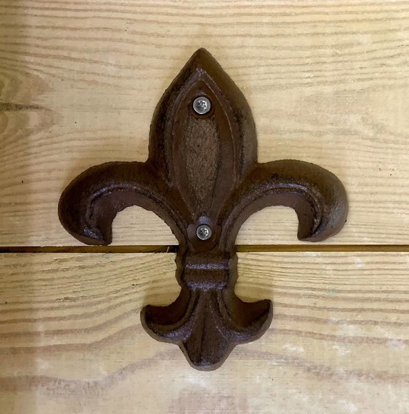 Französische Lilie Fleur-de-Lys Wanddekoration Gusseisen Antik-Stil Braun 11cm