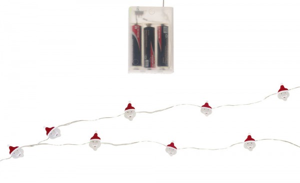 Micro LED Lichterkette Weihnachtsmann 20 LEDs warm-weiss batteriebetrieben 1,9m