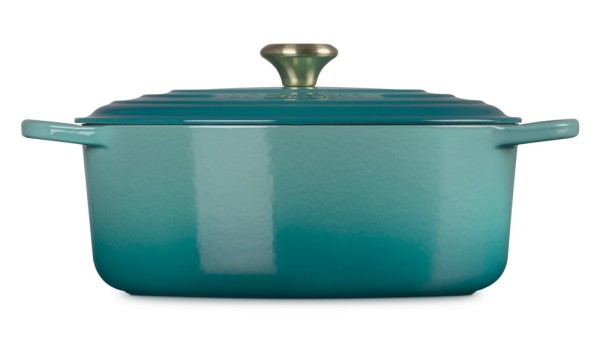 Le Creuset Bräter Signature Oval Gusseisen Bleu Riviera Blau