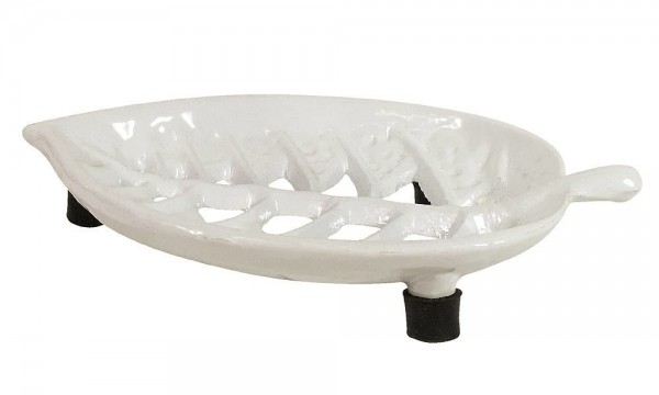 Seifenschale Blatt Gusseisen Weiß Nostalgie Seifenhalter Vintage