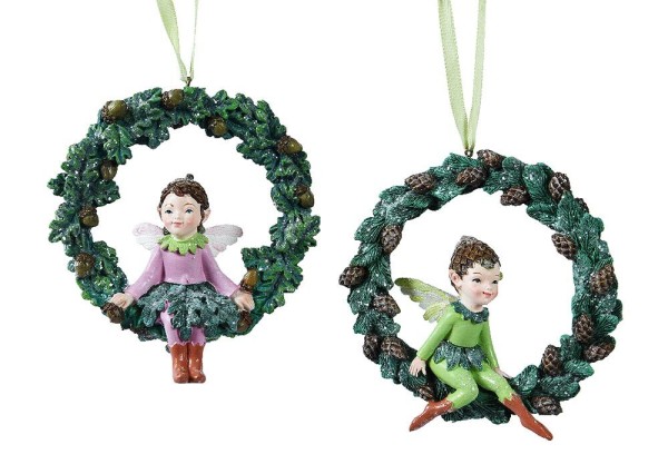 Christbaumschmuck Fee Tannenkranz 2 Stück Christbaumanhänger Elfen Weihnachten