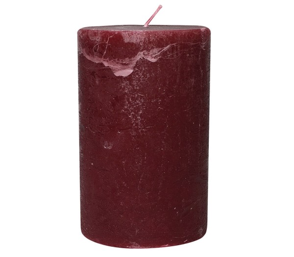 4 Rustic Stumpenkerzen Premium Kerze Dunkelrot 7x12cm - 55 Std Brenndauer