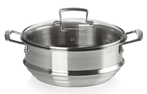 Le Creuset Multi-Dämpfeinsatz mit Glasdeckel 3-Ply Edelstahl 24cm