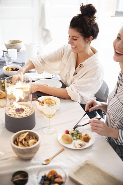 Leeff Stonefire Tischkamin Bio-Ethanol Tischfeuer Rund Grau 29 cm