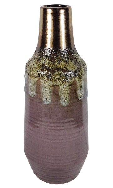 Bodenvase Keramik Flieder Braun Handgefertigt Vase Flaschenform Vintage 40cm