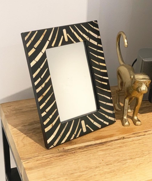 Kleiner Standspiegel Afrika Zebra-Optik Zum Hinstellen Tisch Kommode Kokosnuss