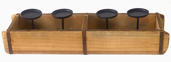 Adventskranz Alte Ziegelformen zum Dekorieren Holz 4 Kerzenhalter Vintage