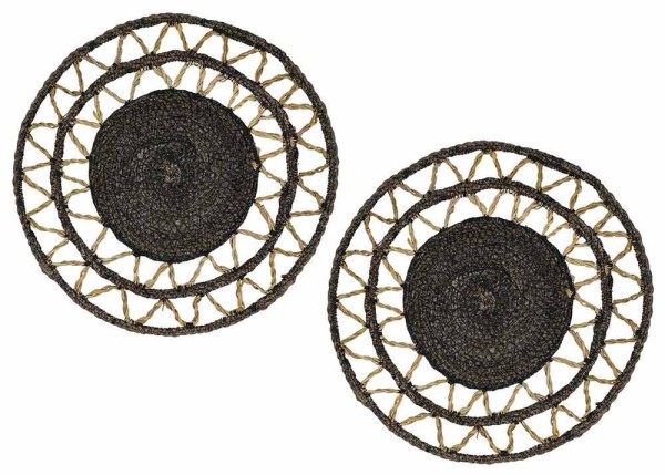 Tischset Rund Seegras geflochten Natur 2 Stück Boho Platzset Natur Braun