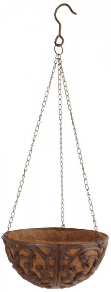 Rustikale Blumenschale Pflanzschale zum Aufhängen Gusseisen mit Kette Ø25cm