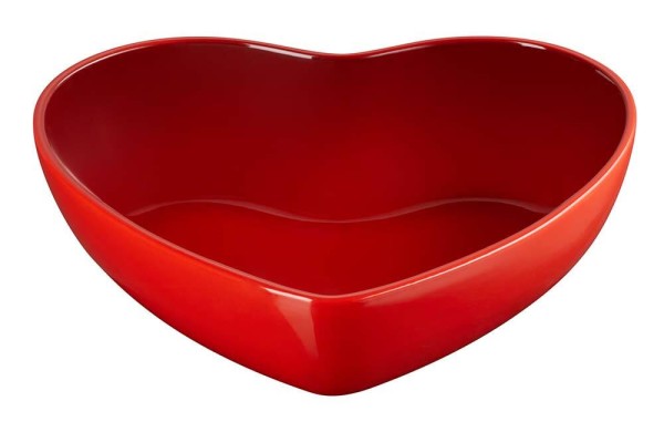 Le Creuset Servierschale Herzform Steinzeug Kirschrot 30cm