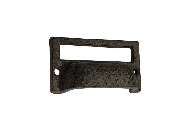 Möbelgriff mit Etikettenhalter Schubladengriff Antik-Stil Griff Gusseisen Braun