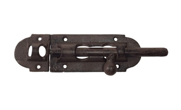 Rustikaler Türriegel Schlossriegel Schieberiegel Gusseisen Antik-Braun 19,5cm