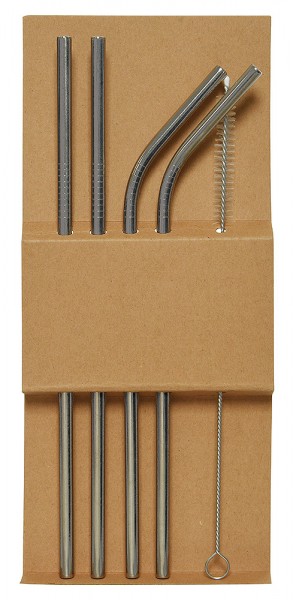 Trinkhalme Edelstahl mit Reinigungsbürste 4 Stück Strohhalme Wiederverwendbar