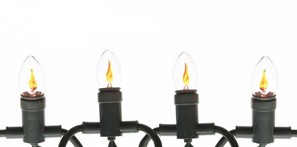 Lichterkette 10 Flackerkerzen Kerzenlichterkette Flammen-Optik Innen- & Außen...