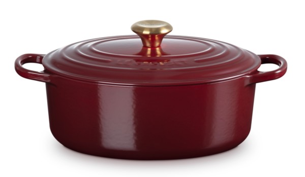 Le Creuset Bräter Signature Oval Gusseisen Garnet (Rhone) Bordeaux-Rot