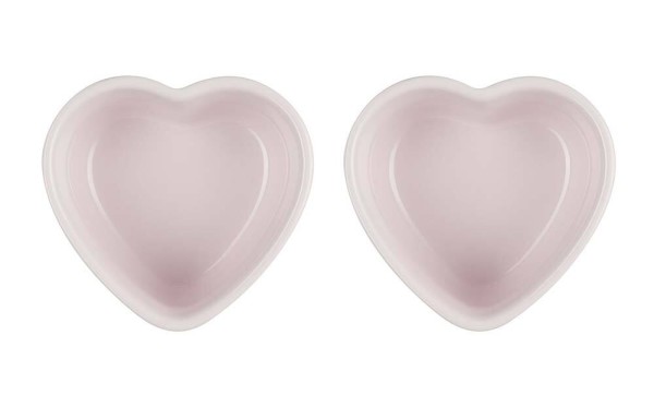 Le Creuset Herzförmchen Steinzeug 2er-Set Shell Pink 10x11cm