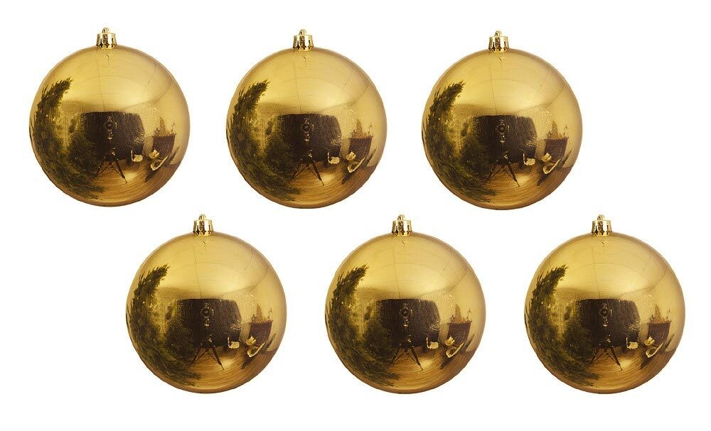 Große Christbaumkugeln Gold Glänzend 6 Stück Bruchfest Weihnachtskugeln Set 14cm