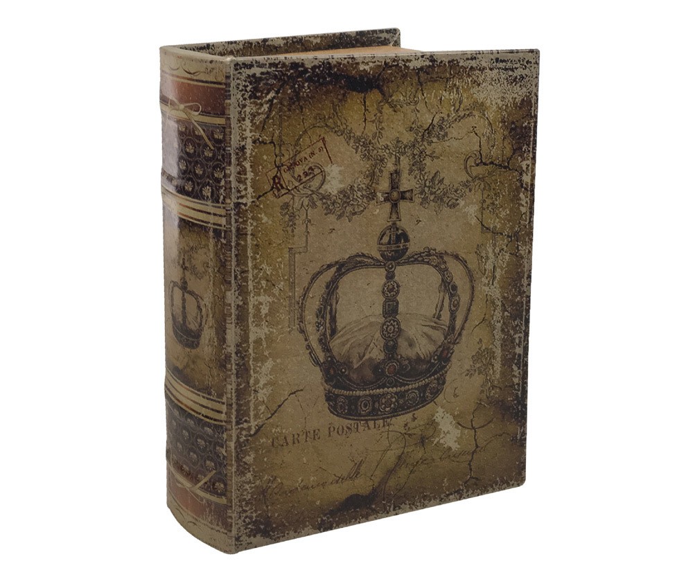 Hohles Buch mit Geheimfach Krone Antik-Stil Buchversteck Aufbewahrungsbox 23cm