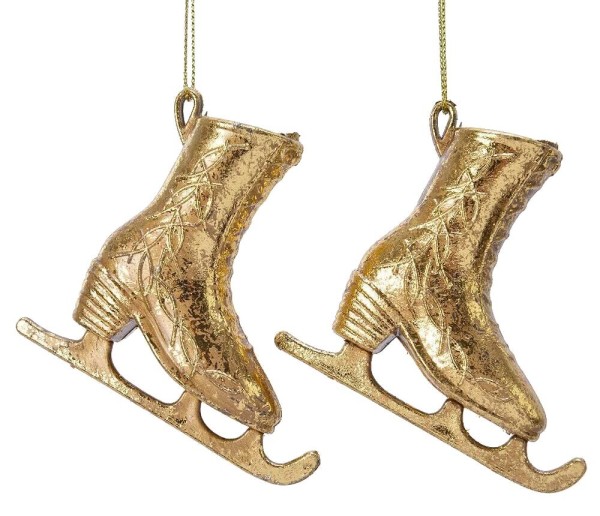 Christbaumschmuck Schlittschuhe Gold Glitzer 2 Stück Weihnachtsbaumschmuck