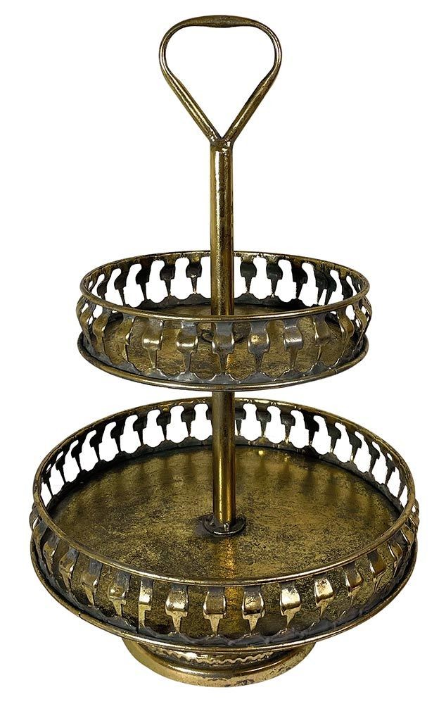 Etagere Metall gold Antik-Stil 2 Stöckig Servierschale Deko Servierständer 50cm Etagere Metall gold Antik-Stil 2 Stöckig Servierschale Deko Servierständer 50cm