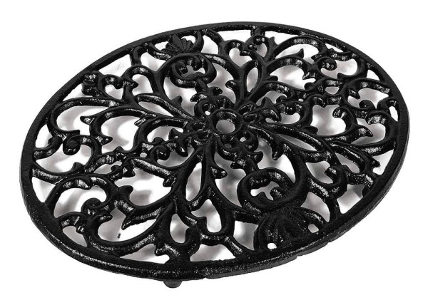 Topfuntersetzer Oval Untersetzer Vintage Gusseisen Schwarz Antik-Stil 24cm
