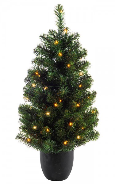 Weihnachtsbaum künstlich mit Beleuchtung klein 90cm mit Topf LED Warmweiß