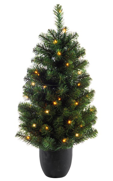 Weihnachtsbaum künstlich mit Beleuchtung 90 cm Topf LED Lichterkette Warmweiß