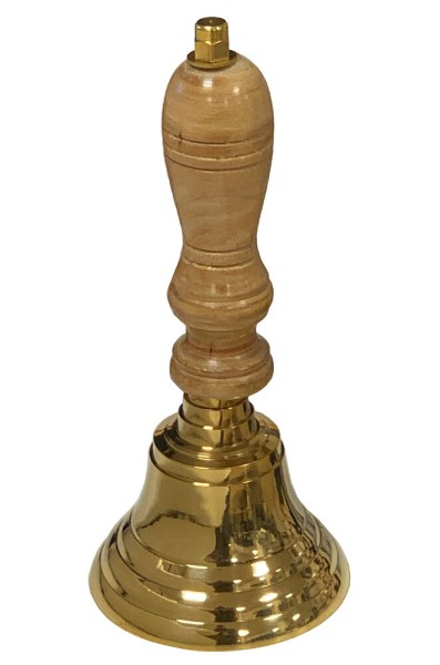 Handglocke Messing Gold mit Holzgriff lauter Klang Schule Weihnachten