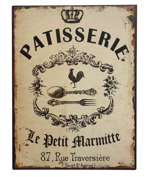 Nostalgie Dekoschild PATISSERIE Blechschild Antik-Stil 33x25cm