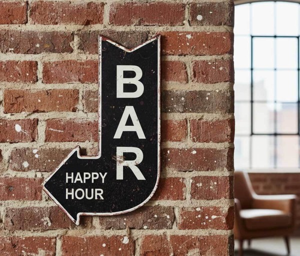 Blechschild BAR Happy Hour Retro Vintage-Deko Wegweiser Antik-Stil 25 x 40 cm