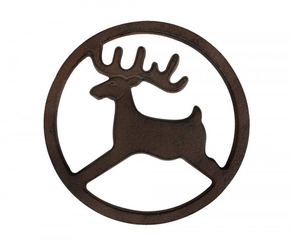 Topfuntersetzer Untersetzer Rentier Hirsch Rund Gusseisen Antik-Braun 16,5cm