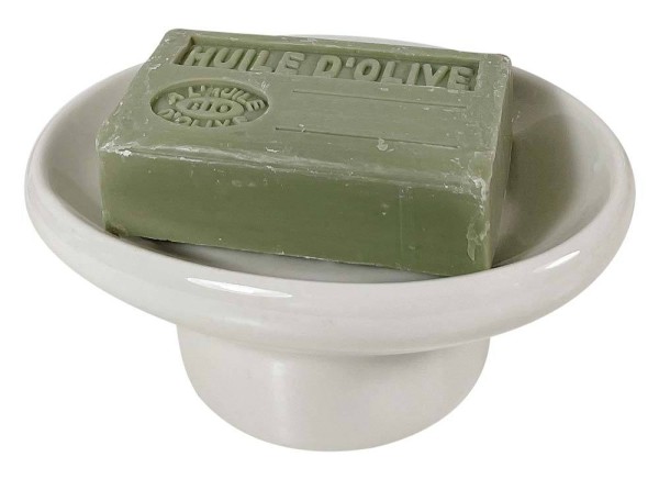 Seifenschale Porzellan mit Fuß Weiß Paris Seifenhalter Vintage Nostalgie