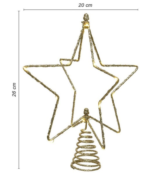 Weihnachtsbaumspitze beleuchtet Stern Gold LED Christbaumspitze Warmweiß Timer