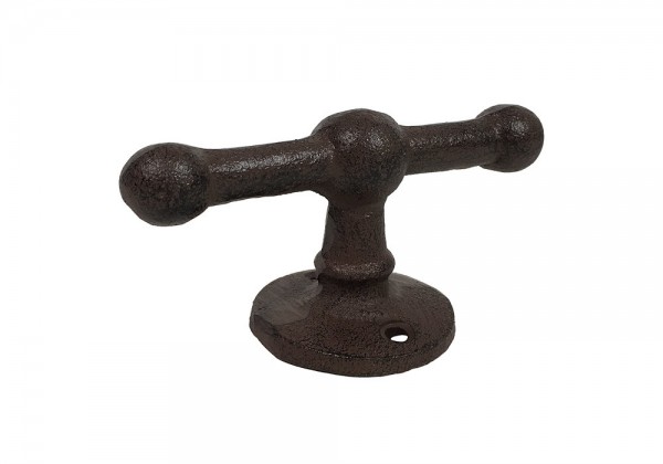 Belegklampe T-Form Festmacher Nostalgie Gusseisen Antik-Braun 10cm