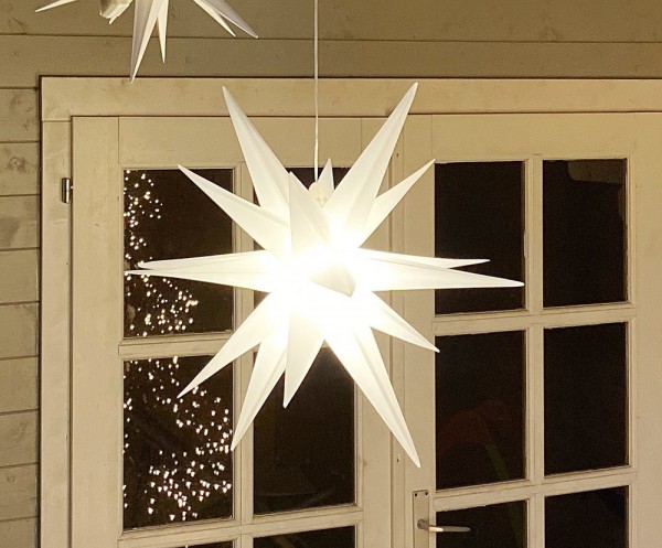 3D Leuchtstern Weiß Weihnachtsstern LED Beleuchtet Timer Innen und Außen 30cm