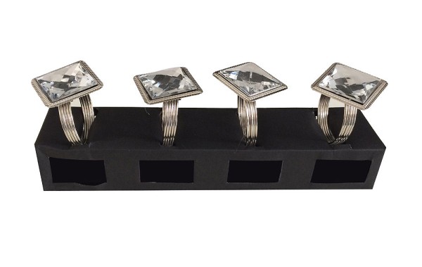 Serviettenringe 4 Stück Diamant Eckig Serviettenhalter Party Hochzeit Bankett Edel