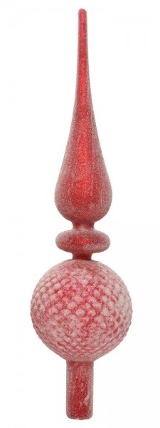 Christbaumspitze Rot Zapfen Schnee Frost Weihnachtsbaumspitze Echt Glas 31cm