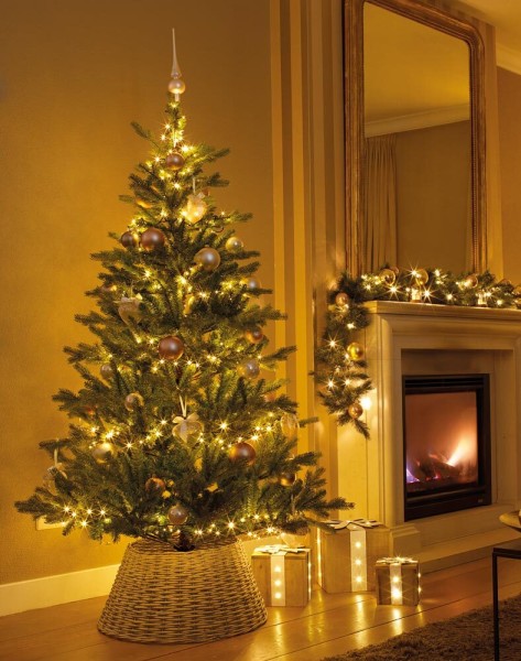 1-2 GLOW Lichterkette Weihnachtsbaum 180cm Warmweiß 540 LED Timer Schnellmontage