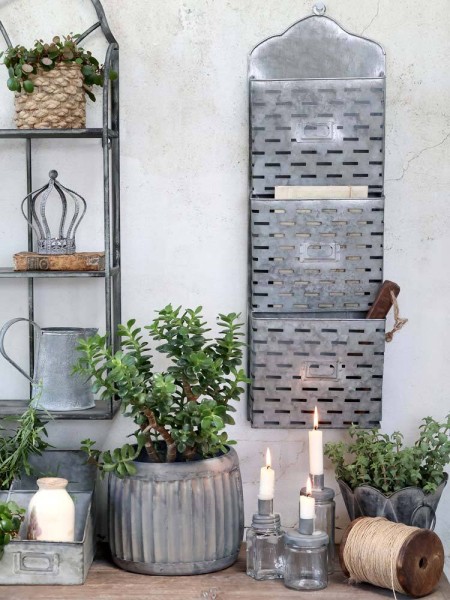 Chic Antique Zeitschriftenhalter Wand Magazinhalter 3 Fächer Zink Vintage-Stil